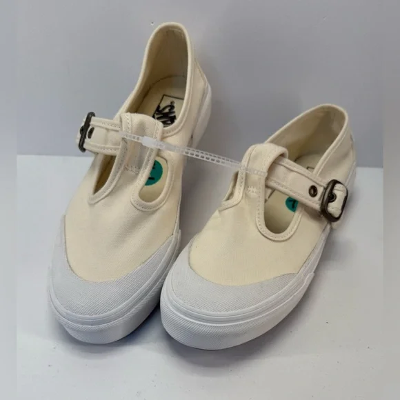 NWOB Vans Cream canvas Mary Jane Buckle Slip-Ons W9, M7.5 - Picture 2 of 14